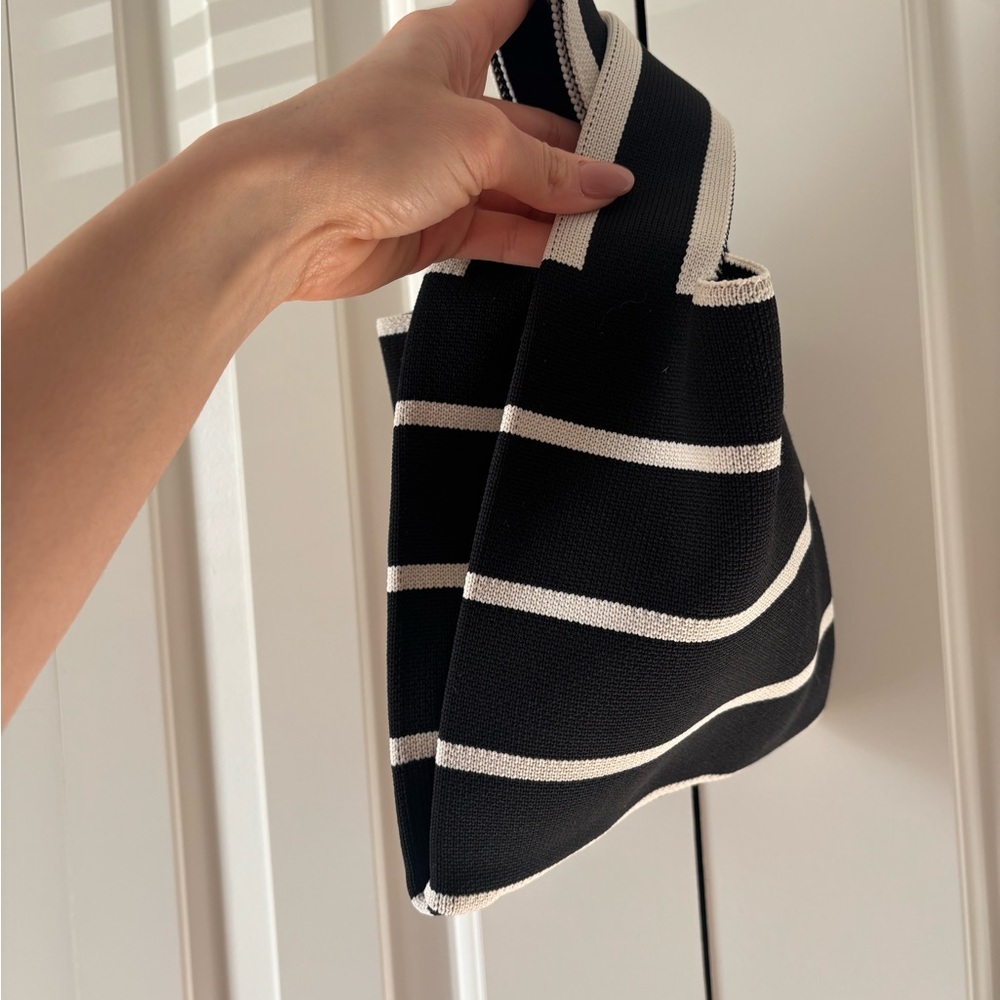 Black and White Striped Women's Bag - Picture 1 of 6